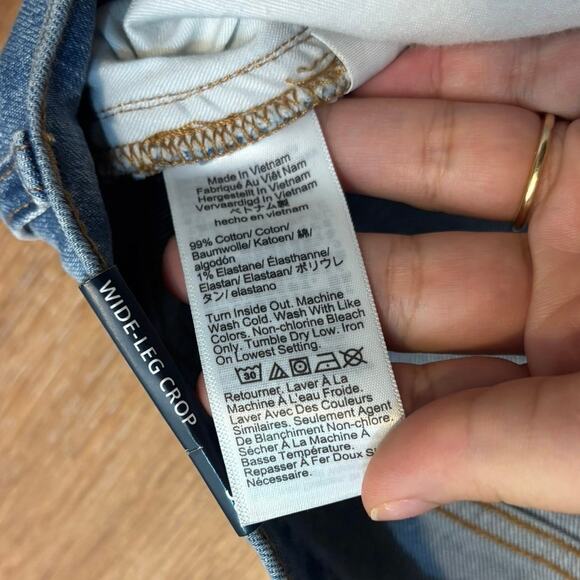 NWT J.Crew Wide Leg Cropped Jean In All Day Stretch Spring Storm Wash Size 30P - Picture 6 of 8